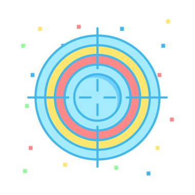 Dart tahtası düz simgesi beyaz arka plan, vektör, illüstrasyon izole