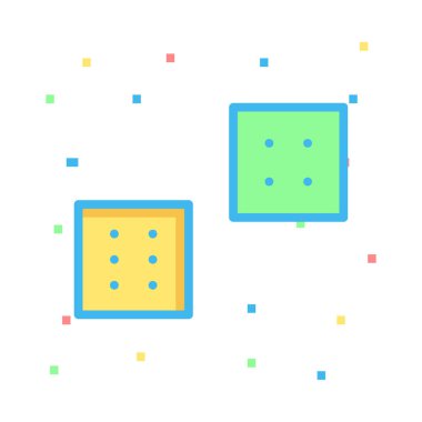 zar oyunu düz simgesi, vektör, illüstrasyon 