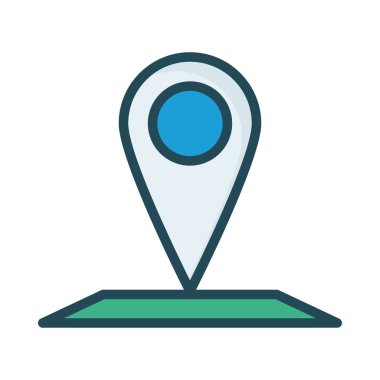 konumu PIN harita düz simgesi, vektör, illüstrasyon 