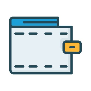 deri cüzdan düz simgesi, vektör, illüstrasyon