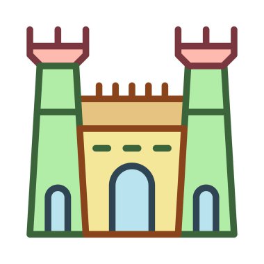 İnşaat düz simgesi, vektör, illüstrasyon Kalesi