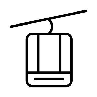 Telesiyej düz simgesi, vektör, illüstrasyon, taşıma kavramı 