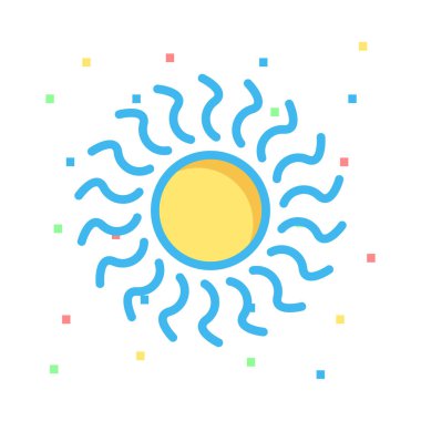 Güneş düz simgesi, vektör, illüstrasyon, yaz saati kavramı 