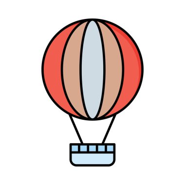 Hava Balon düz simgesi beyaz arka plan, vektör, illüstrasyon izole 