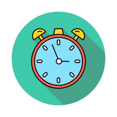 çalar saat düz simgesi, vektör, illüstrasyon