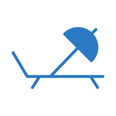 şemsiye şezlong düz simgesi, vektör, illüstrasyon