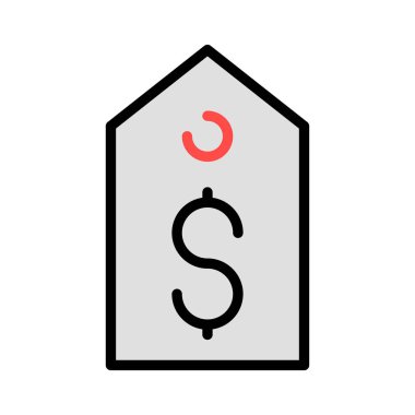 Fiyat etiketi düz simgesi beyaz arka plan, vektör, illüstrasyon izole