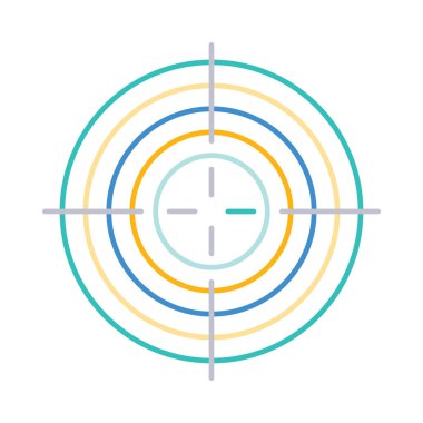 Dart tahtası düz simgesi beyaz arka plan, vektör, illüstrasyon izole