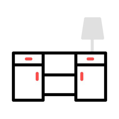 çekmece Resepsiyon düz simgesi, vektör, illüstrasyon  