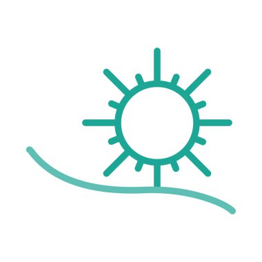 yaz güneş düz simgesi, vektör, illüstrasyon