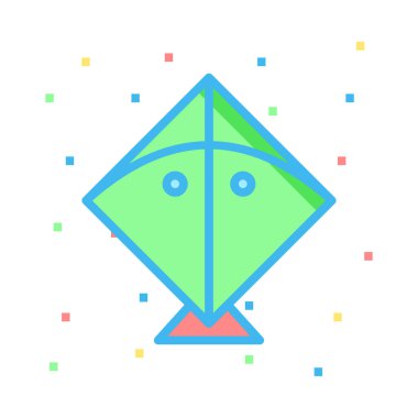 Uçurtma sinek oyuncak düz simgesi, vektör, illüstrasyon