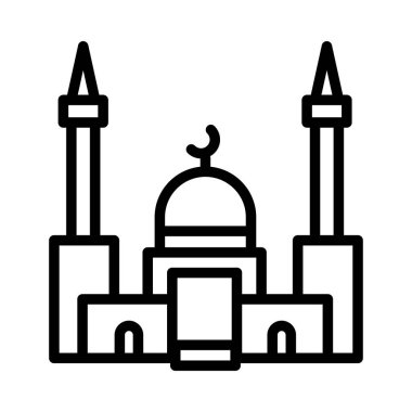 Müslüman dua cami düz simgesi, vektör, illüstrasyon 