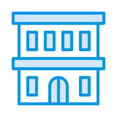 Otel binası düz simgesi, vektör, illüstrasyon