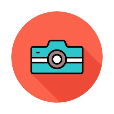 kamera düz simgesi, vektör, illüstrasyon, fotoğraf kavramı
