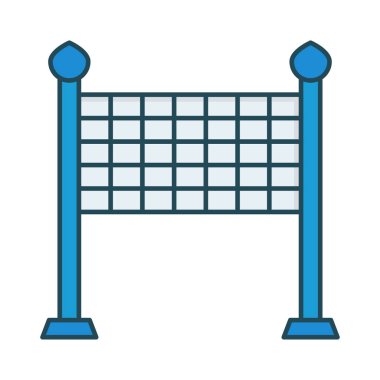 Beyaz arka plan, vektör, illüstrasyon izole voleybol net düz simgesi