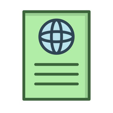 Pasaport düz simgesi, vektör, illüstrasyon