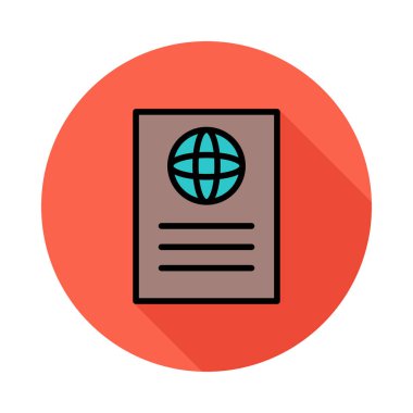 Pasaport düz simgesi, vektör, illüstrasyon