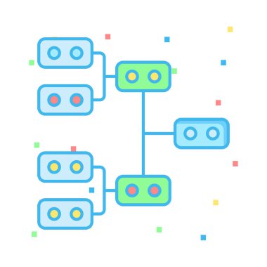 Hiyerarşi grafik düz simgesi beyaz arka plan, vektör, illüstrasyon izole