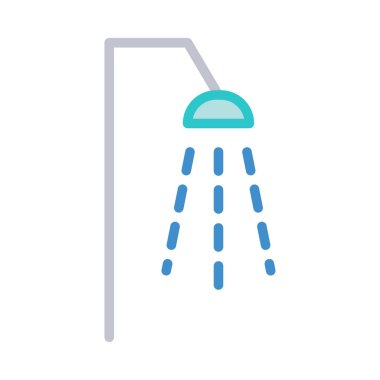 duş banyo musluk düz simgesi, vektör, illüstrasyon