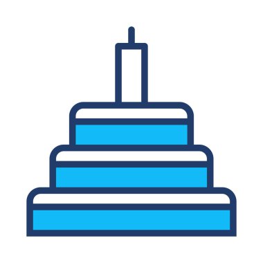 Doğum günü pastası mumu düz simgesi, vektör, illüstrasyon  