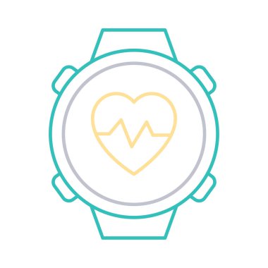 İzle kalp düz simgesi, vektör, illüstrasyon 