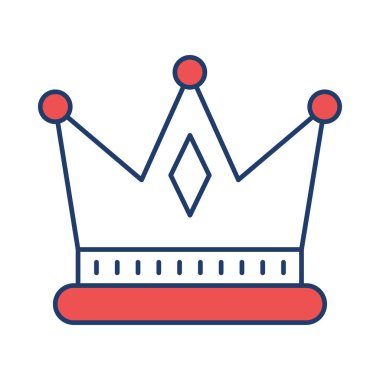 taç düz simgesi beyaz arka plan, vektör, illüstrasyon izole