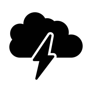 gök gürültüsü bulut yıldırım düz simgesi, vektör, illüstrasyon