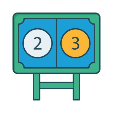 spor çetele düz simgesi beyaz arka plan, vektör, illüstrasyon izole  