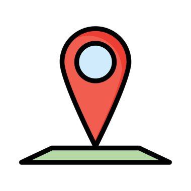 konumu PIN harita düz simgesi, vektör, illüstrasyon 