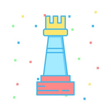 Satranç parçası düz simgesi beyaz arka plan, vektör, illüstrasyon izole