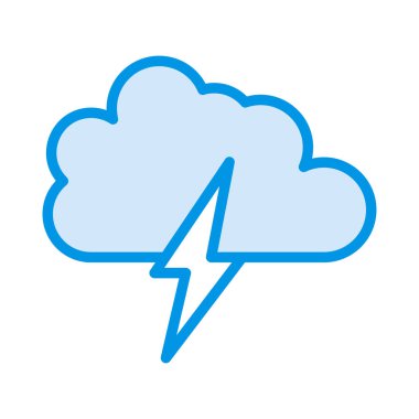 gök gürültüsü bulut yıldırım düz simgesi, vektör, illüstrasyon