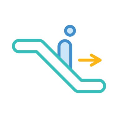 yürüyen merdiven düz simgesi beyaz arka plan, vektör, illüstrasyon izole yolcu