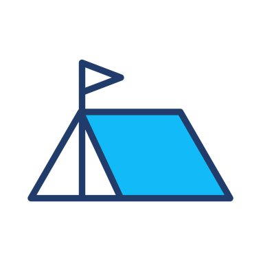 açık kamp çadırı düz simgesi, vektör, illüstrasyon 