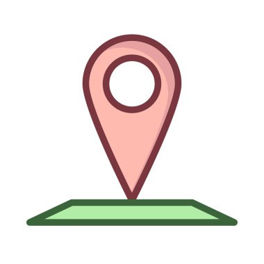 konumu PIN harita düz simgesi, vektör, illüstrasyon 