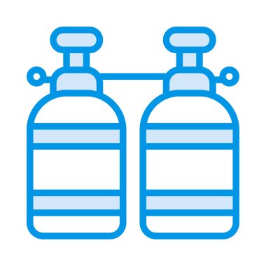 Yüzme düz simgesi, vektör, illüstrasyon için oksijen silindir