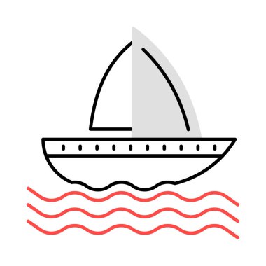 Yat düz simgesi, vektör, illüstrasyon, cruise kavramı 