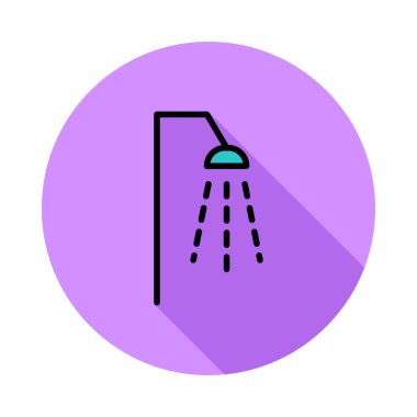 duş banyo musluk düz simgesi, vektör, illüstrasyon