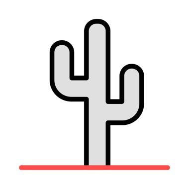 Kaktüs düz simgesi, vektör, illüstrasyon