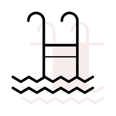 Yüzme Havuzu merdiven düz simgesi, vektör, illüstrasyon