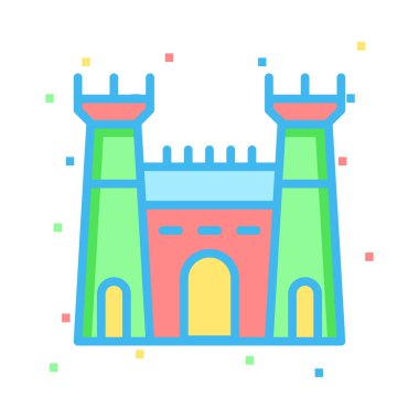 İnşaat düz simgesi, vektör, illüstrasyon Kalesi