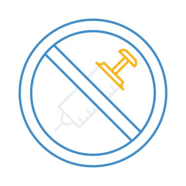 hiçbir enjeksiyon işareti ile şırınga düz simgesi beyaz arka plan, vektör, illüstrasyon izole