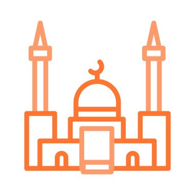 Müslüman dua cami düz simgesi, vektör, illüstrasyon 