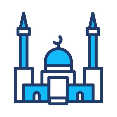 Müslüman dua cami düz simgesi, vektör, illüstrasyon 