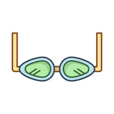Yüzme gözlüğü düz simgesi, vektör, illüstrasyon