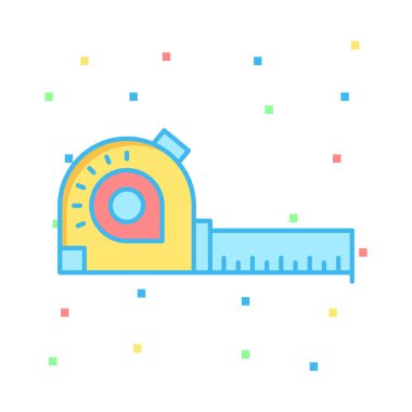 Beyaz arka plan, vektör, illüstrasyon izole düz simge teyp ölçme