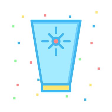 Tüp Güneş kremi krem düz simgesi, vektör, illüstrasyon