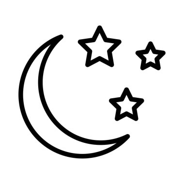 gece ile ay yıldız düz simgesi, vektör, illüstrasyon 