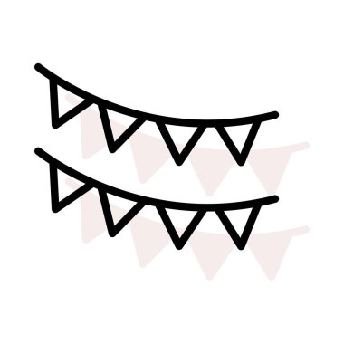 bayrak dekorasyon düz simgesi, vektör, illüstrasyon  