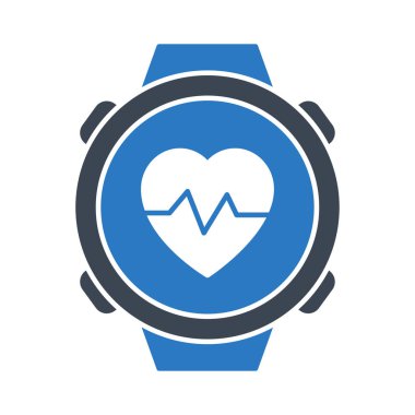 İzle kalp düz simgesi, vektör, illüstrasyon 