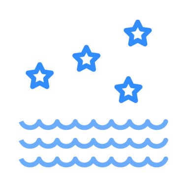 Beyaz arka plan, vektör, illüstrasyon izole yıldız düz simgesi ile dalgalar deniz